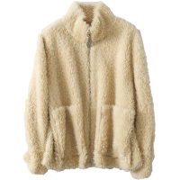 憨厚皇后羊毛皮草外套女士秋冬时尚新款颗粒羊剪绒大衣宽松休闲