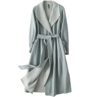 憨厚皇后双面毛呢外套女士春秋时尚新款羊毛呢子大衣修身长款休闲20A