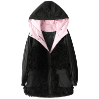 憨厚皇后2021年春季时尚新款羽绒服女士休闲宽松连帽外套中长款X