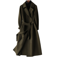 憨厚皇后全羊毛双面毛呢外套女士修身长款呢子大衣时尚新款X