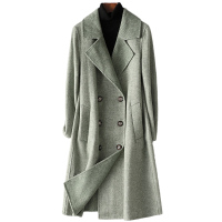 憨厚皇后海宁新款双面毛呢长款外套2021年春流行修身呢子大衣女