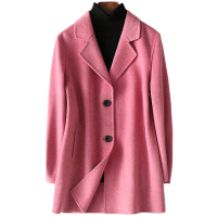 憨厚皇后2021年春季时尚新款呢子大衣女士修身短款双面毛呢外套
