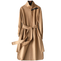 憨厚皇后2021年春季时尚新款呢子大衣女士修身长款双面毛呢外套