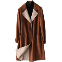 憨厚皇后2021年春季时尚新款双面毛呢外套女士修身呢子大衣长款