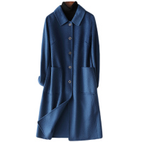 憨厚皇后2021年春季时尚新款双面毛呢长款外套女士修身呢子大衣