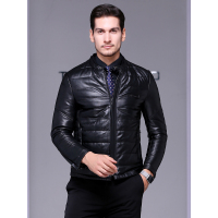 汤尼保罗TONYPAULO男款简约帅气百搭款长袖羽绒皮衣