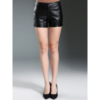 汤尼保罗TONYPAULO女款时尚韩版休闲百搭短款真皮皮裤