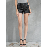 汤尼保罗TONYPAULO女款时尚韩版休闲通勤百搭短裤真皮皮裤
