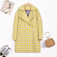 汤尼保罗千鸟格阔形中长款羊毛大衣