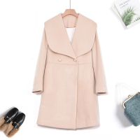 汤尼保罗大翻领中长款羊毛大衣米白