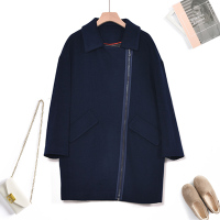 汤尼保罗宽松茧形羊毛大衣藏青色