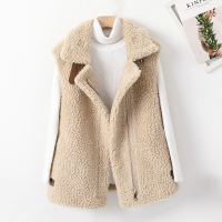 汤尼保罗颗粒绒休闲无袖羊毛外套卡其色