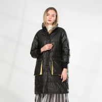 汤尼保罗长款羽绒真皮皮衣黑色