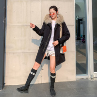 汤尼保罗兔毛内胆貉子毛领派克服皮草浅驼色