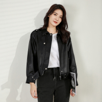 汤尼保罗休闲夹克真皮皮衣黑色