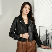 汤尼保罗时尚夹克真皮皮衣黑色