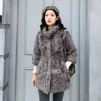 汤尼保罗百搭中长款羊毛皮草灰色