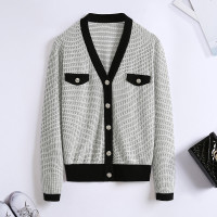 汤尼保罗经典小香风羊织开衫白色