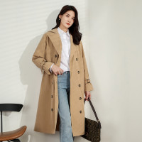 汤尼保罗复古日系双排扣长款风衣卡其色
