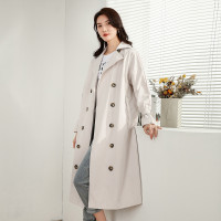 汤尼保罗复古日系双排扣长款风衣米白