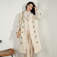 汤尼保罗复古日系双排扣长款风衣米色