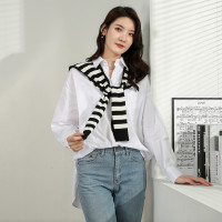 汤尼保罗气质简洁百搭假两件衬衫白色