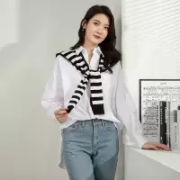 汤尼保罗气质简洁百搭假两件衬衫白色