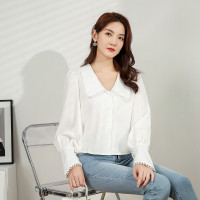 汤尼保罗甜美减龄娃娃领长袖衬衫白色