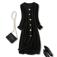 汤尼保罗淑女贝壳扣衬衫收腰连衣裙