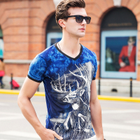 马尼亚袋鼠(MANIYADAISHU) 2018夏季新款青年时尚潮流修身百搭T恤男