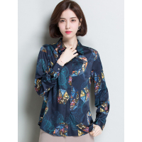恒源祥女士衬衫春季款真丝衬衫女长袖桑蚕丝衬衣真丝上衣