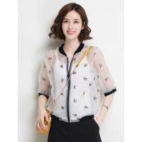 恒源祥女士棒球服外套夏款拉链开衫外套女夏天网纱百搭外搭防晒衣