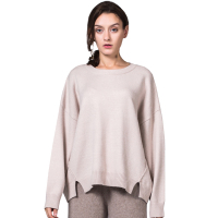 恒源祥女士针织衫秋冬新款宽松外套女毛衣开叉后长针织衫