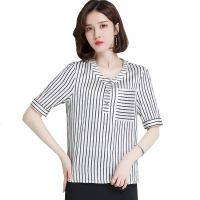 恒源祥桑蚕丝短袖2020夏装T恤百搭显瘦条纹短袖桑蚕丝上衣