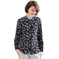 恒源祥女士100桑蚕丝衬衫2020夏新款时尚立领宽松衬衣桑蚕丝百搭上衣