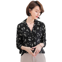 恒源祥女士100桑蚕丝衬衫2020春夏新款蚕丝气质印花衬衫长袖女士衬衣