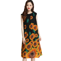 恒源祥女士连衣裙2020夏季新款连衣裙女印花长裙无袖大码连衣裙