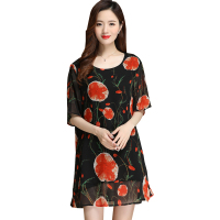 恒源祥女士连衣裙2020夏季新款碎花连衣裙含桑蚕丝洋气连衣裙子