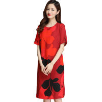 恒源祥女士连衣裙2020夏新款碎花含桑蚕丝连衣裙气质夏装裙子