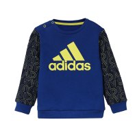adidas童男婴童针织套装宝宝卫衣长裤休闲运动服DW5368 104 DW5368蓝色