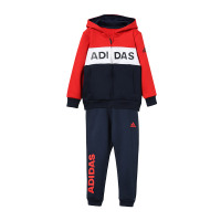 adidas童服小童针织套装男童加绒休闲运动服DX5053 110 DX5053红+白+蓝