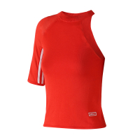 adidas阿迪达斯三叶草女装小LOGO露肩斜肩短袖T恤DU7872