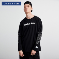 Lilbetter男士秋衣 时尚潮牌圆领印花青年上衣嘻哈街头长袖T恤男