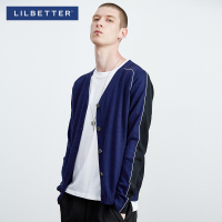 Lilbetter开衫毛衣男 春天拼接撞色修身外套个性帅气男士针织衫LB