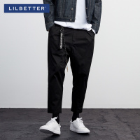 Lilbetter男士九分裤 春款潮流哈伦裤黑色修身小脚裤日系休闲裤男