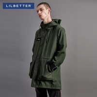 Lilbetter男士大衣 春装军旅连帽刺绣外套简约修身中长款潮牌风衣