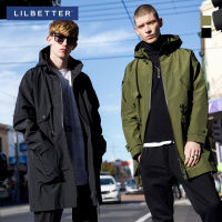 Lilbetter男士风衣 春装连帽中长款大衣纯色修身披风潮牌外套男LB