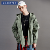 Lilbetter男士夹克 春装简约纯棉连帽修身外衣宽松欧美街头外套男