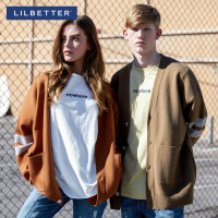 Lilbetter男士针织衫 新款V领条纹撞色长袖线衣休闲宽松开衫毛衣