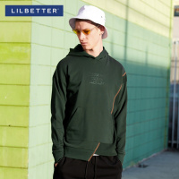Lilbetter嘻哈卫衣男 新款连帽拼接印花套头上衣个性帅气男士帽衫